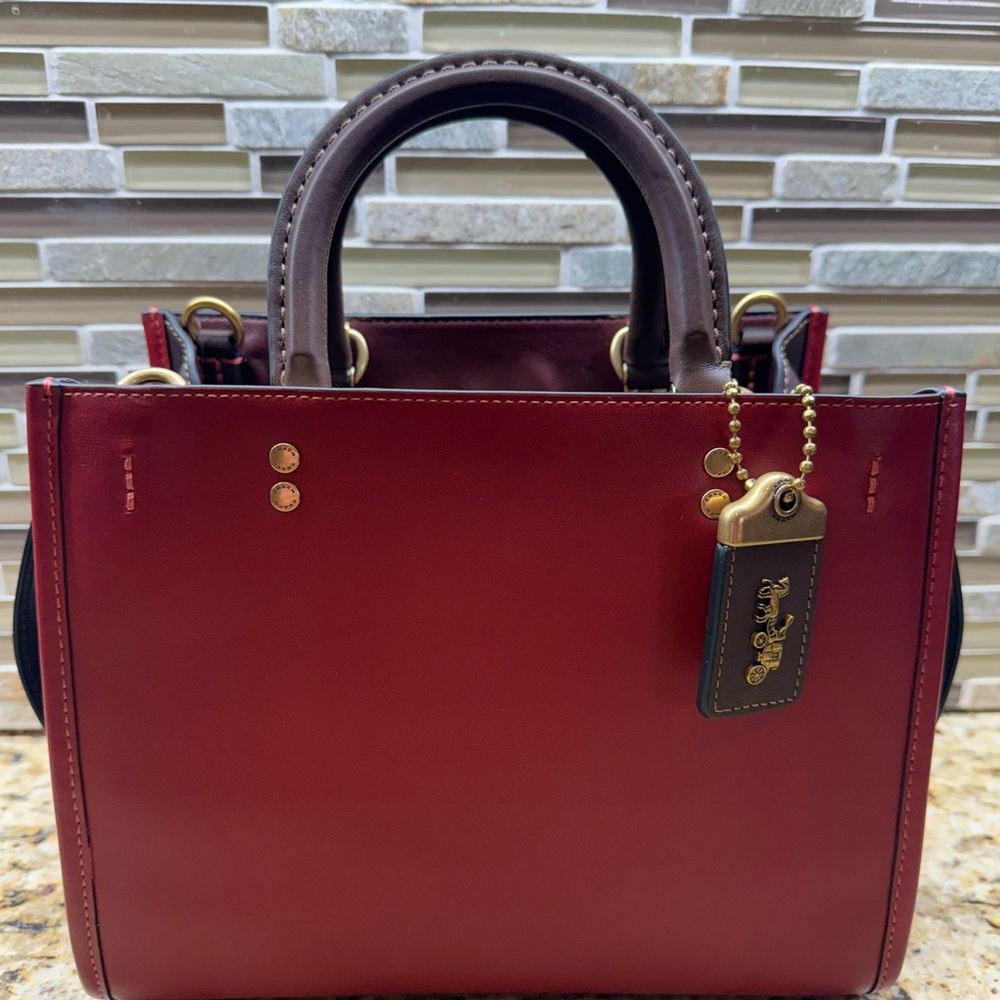 Coach 1941 Rogue Bag 25 In Colorblock CD938 Brick Red NWT